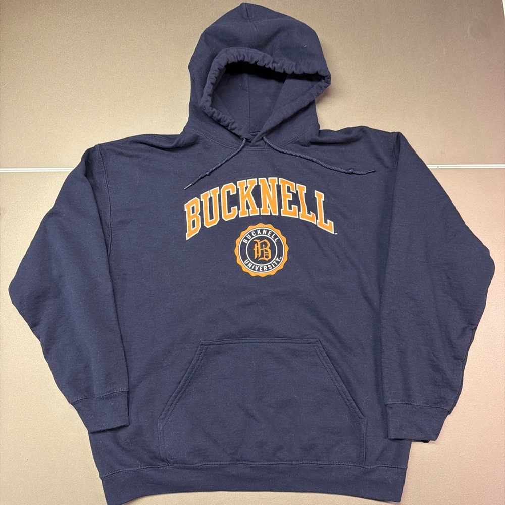 Bucknell University‎ Navy Blue Pullover Hoodie Size L Barnesmith Sweatshirt